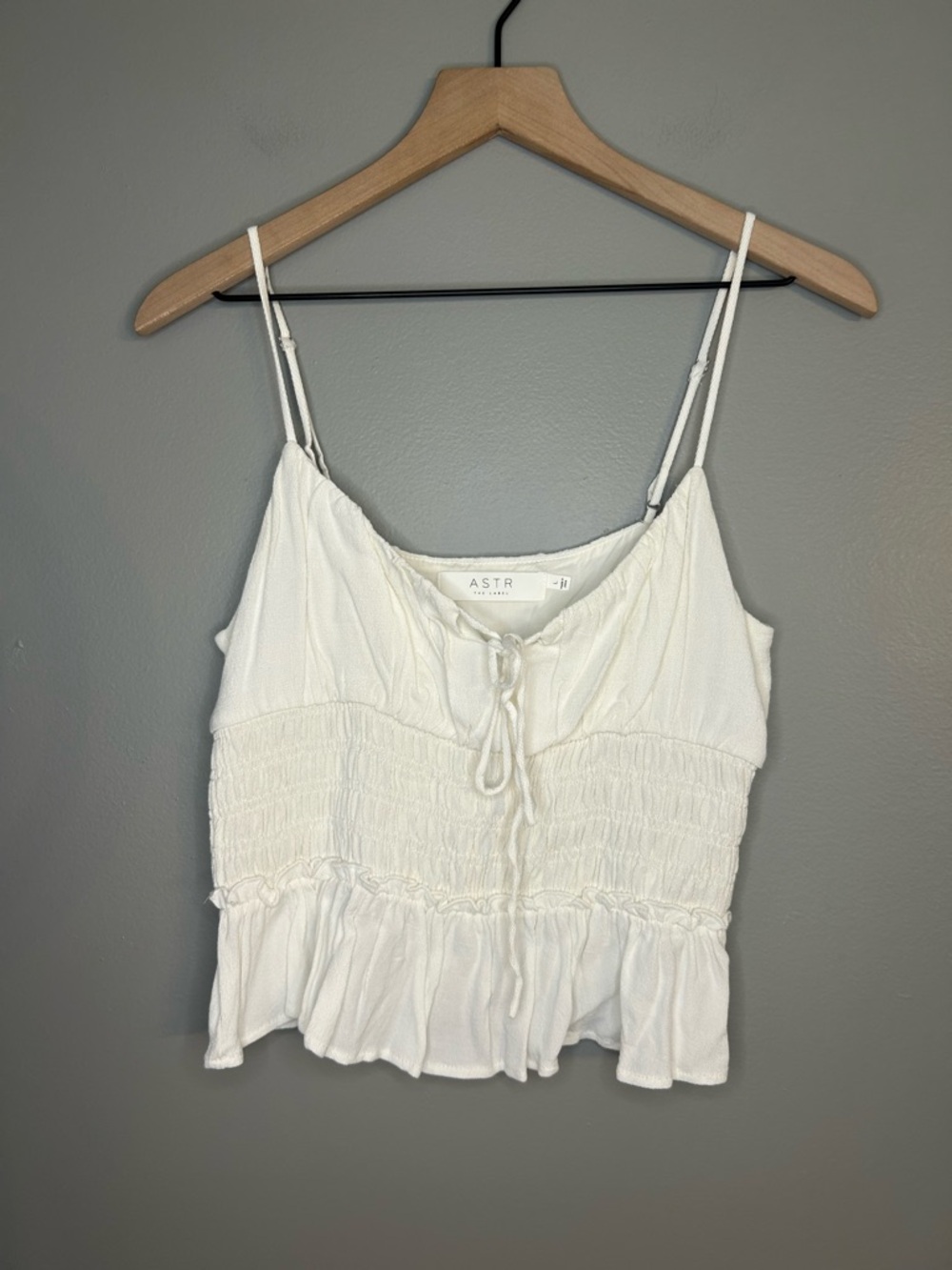 ASTR The Label Fiona White Smocked Ruffled Cami Top, Size Large - Picture 6 of 12